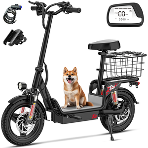 Monopattino Elettrico per Adulti con Sedile, Batteria al Litio, Impermeabile, Pieghevole, 500W, 14 Pollici, 3 Velocità, Freni a Disco, 150kg, 50km/h, Disponibile negli USA - Product Image 1