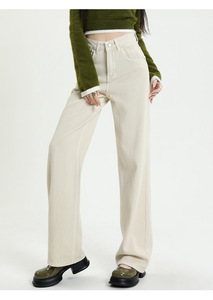 <span class=keywords><strong>Pantaloni</strong></span> <span class=keywords><strong>pantaloni</strong></span> dritti in Denim a vita alta eleganti <span class=keywords><strong>pantaloni</strong></span> larghi in Denim bianco <span class=keywords><strong>con</strong></span> tasche - Product Image 5