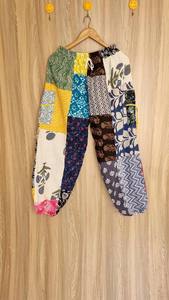 Pantalon harem en coton fait main, patchwork, imprimé indien - Product Image 2