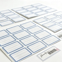 Papier d'étiquettes autocollantes durables A4, 16 étiquettes par feuille, étiquettes vierges, cadre bleu, lignes pointillées, autocollant imprimable écologique pour le bureau