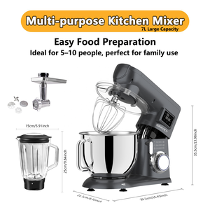 Mixeur Alimentaire à Impulsions 6 Vitesses 1800W 7L avec Bol en Acier à Poignée Unique, Faible <span class=keywords><strong>Bruit</strong></span>, Hachoir à Viande Russe, Gobelet à Jus, Prise CE VDE - Product Image 2