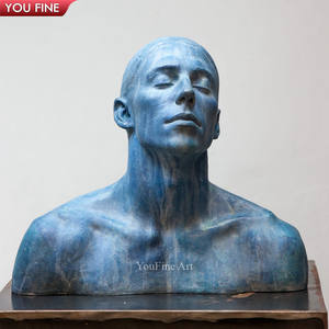 Sculpture de tête d'homme géante en bronze de couleur bronze pour jardin extérieur - Product Image 2