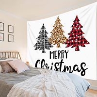 Kustom pohon Natal kotak-kotak hitam putih di latar belakang putih permadani Selamat Natal tenun Indie permadani Tahun Baru