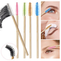 Manche en bambou jetable de qualité en gros bâton outil d'extension de cils baguettes de mascara Spoolie cils