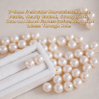 Perles d'eau douce naturelles de qualité AA, 7-8 mm, haute brillance, presque rondes, sans graines, perles percées en vrac, Chine, pour la fabrication de bijoux DIY
