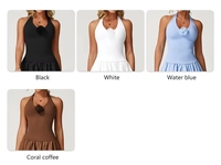 Débardeur de yoga pour femme à séchage rapide avec logo personnalisé, col halter, anti-choc, push-up, rembourré pour l'entraînement physique