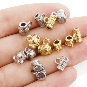 Vacuum Plated 18k Gold Stainless Steel Vintage Patterned Beads Three Way <b>Spacer</b> For Bracelet Making Mixed Shapes H1526 - Product Image 3