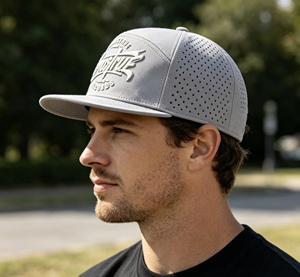 Custom Embroidered <b>Flat</b> Bill Perforated Breathable 7 Panel Baseball <b>Hat</b> Laser Cut Holes <b>Hat</b> Unisex Adjustable Golf <b>Hat</b> - Product Image 5