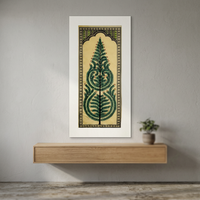 Décoration murale en bois peinte à la main Pattachitra Arbre de Vie, design zen asiatique, Bouddha méditant, rectangulaire, Diwali, écologique, pour la maison