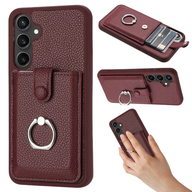 Luxury for Samsung S25 S24 A17 A07 A14 A24 Ultra Kickstand Card Holder Mobile Phone Case Leather Protective Cover