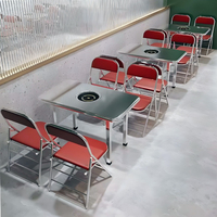 Ensemble de mobilier de restauration rapide moderne pour hôtel : Table à manger en acier inoxydable avec chaise et canapé, porte-cartes