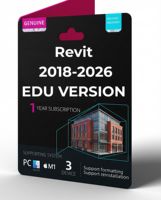 Software DIGILICEN Personalizado Revit EDU Versión Mac, Suscripción de Licencia de 1 Año, Instalación en DVD, Herramienta de Dibujo y Diseño para 3 PC, Stock Gratuito