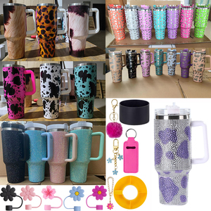 Taza de viaje de acero inoxidable con aislamiento al vacío, vaso de leopardo de 40oz con tapas de Asa y pajita, taza moderna de guepardo americano de 30oz - Product Image 1