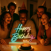 Letrero LED para Discoteca con Mensaje de Feliz Cumpleaños, Presentador de Botellas, Servicio VIP con Letras Intercambiables, Letrero Personalizado