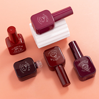 Bouteille de vernis à ongles en gel orange et rouge, bouteille en verre avec bouchon et pinceau, vide, 7 ml, logo personnalisable