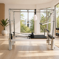 Table de Pilates Cadillac Reformer 3-en-1 en alliage d'aluminium avec barre de poussée et système de poulies à cordes pour studio et salle de sport à domicile