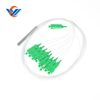 Divisor Óptico PLC de 8 Vías, Tipo Mini Tubo de Acero, FTTH 0.9mm G657A1, 1310/1550, 1x8 con Conectores SC APC