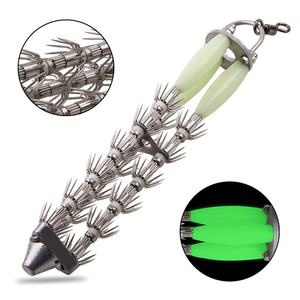 Anzuelo de pesca explosivo de acero inoxidable luminoso sin púas para camarones, calamares, sepias <span class=keywords><strong>y</strong></span> pulpos, anzuelo de ocho puntas - Product Image 1
