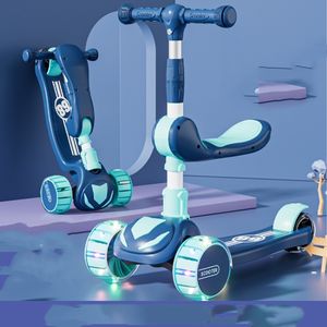 Trottinette pour enfants pliable, réglable, avec roues en PU lumineuses, 3-en-1, 6-8 ans, avec musique et pédale lumineuse - Product Image 3