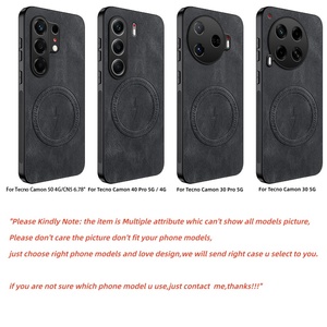 Étui arrière magnétique en cuir PU mat avec protection d'objectif pour Tecno Camon 50 40 30 / Camon 30 40 50 <span class=keywords><strong>Pro</strong></span>, compatible avec le chargement sans fil - Product Image 2