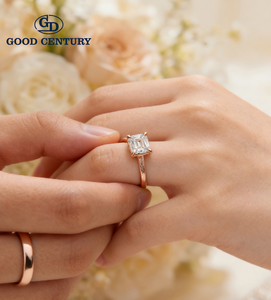 Anillo de Compromiso de Moda con Diamante Cultivado en Laboratorio con Corte Esmeralda Good Century, Certificado por IGI, <span class=keywords><strong>Oro</strong></span> de 18K, Cuatro Puntas, Joyería Fina para Novia - Product Image 5