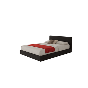 Letto matrimoniale Altara stile Platform minimalista con rivestimento in morbido tessuto nero 175cm X 225cm X 110cm con scomparti portaoggetti - Product Image 1