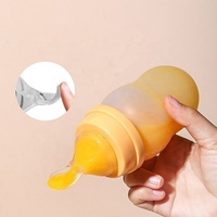 Nouvelle conception, biberon à presser pour bébé sans BPA, grande capacité, 180 ml, biberon à presser en silicone, cuillère à presser pour bébé