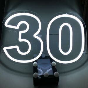 Letrero de neón número 30 treinta cumpleaños Decoración Luz Led habitación boda fiesta cerveza Bar decoración personalizada Drop Shipping - Product Image 1