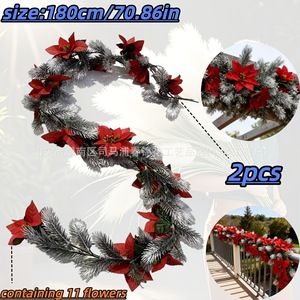Guirnaldas Navideñas con Copos de Nieve y Flor de Pascua Roja, Decoración Interior, Tamaño Personalizado, Material Plástico, Decoración para Ventanas - Product Image 5