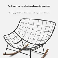 Fauteuil à bascule surdimensionné en peluche rembourré avec structure métallique robuste pour la chambre, le bord de la piscine, le jardin et la détente en extérieur