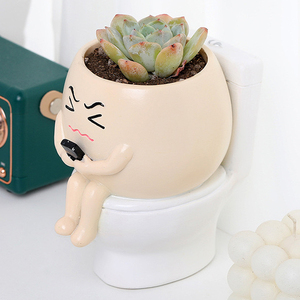 Macetas de Escritorio, Artesanías de Resina, Maceta para Suculentas con Cara Divertida, Maceta de Flores con Forma de Inodoro para Regalos Originales, Decoración de Interiores para Estanterías - Product Image 2