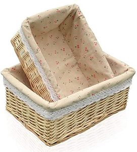 Boîte d'organisation domestique Panier de rangement rectangulaire en osier naturel Boîte de rangement Panier cadeau (4 pièces/ensemble) - Product Image 5