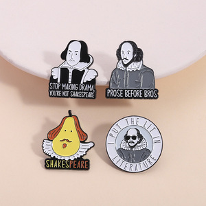 Ensemble de broches <span class=keywords><strong>Shakespeare</strong></span> culturelles, épingles de personnage littéraire de créateur, lettres en métal peintes, épingles de revers vintage, collection - Product Image 2