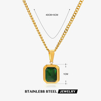 XIFEI moda personalizada Vintage geométrico acero inoxidable 18K chapado en oro conjunto piedras preciosas colgante collar