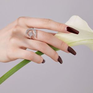 Dylam Trending Design Fashion Fine Jewelry Sterling Silver Gold Plated 5A Zirconia Universe Crescent <b>Moon</b> Star Octet Open <b>Rings</b> - Product Image 3