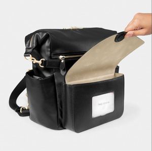 Custom Vegan Leather Convertible Hobo <b>Backpack</b> Stylish Women Shoulder <b>Backpack</b> Multi Function Fashion Mommy <b>Black</b> Diaper Bag - Product Image 2