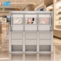Unit Display Ritel Kecantikan Kustom dengan Tiga Layar LCD, Header LED, dan Laci Penyimpanan OEM ODM untuk Toko Bermerek