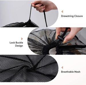 Washable Recycle <b>Foldable</b> Large Drawstring <b>Laundry</b> Bag Mesh Shoe Wash Clothes <b>Laundry</b> <b>Basket</b> Black Wash Bag - Product Image 6