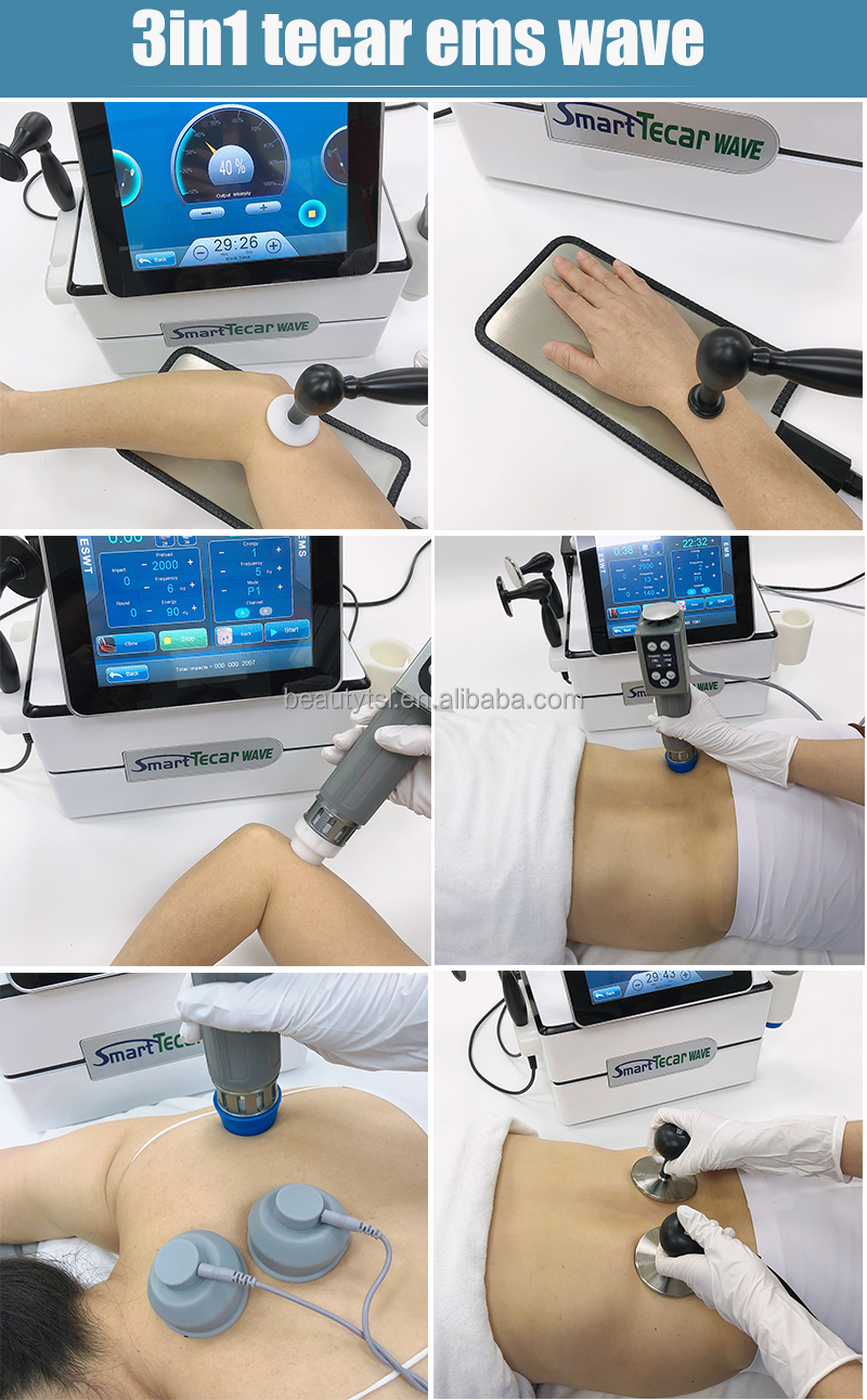 3合1智能tecar rf止痛ems tecar波便携式体外康复理疗冲击波