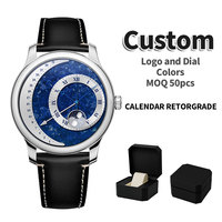 Mouvement Mécanique 8215 Modifié Calibre Automatique Calendrier Rétrograde Central Phase de Lune pour Fabricant de Montres OEM et Micro-marques