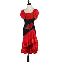 Costume de danse latine professionnel, nouveau costume de spectacle, robe de danse latine brodée, robe de danse carrée à franges pour la danse en trois pas