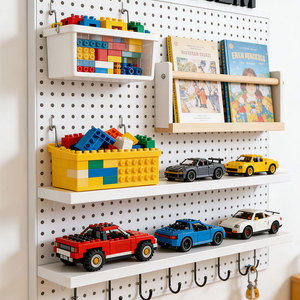 Modern Lightweight Powder Coated Free Standing Metal Pegboard Square Garment Hanger Wall Display <b>Stand</b> Easy Assembly Retail Tool - Product Image 4