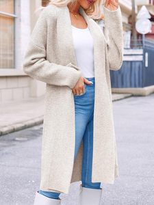 Cardigans longs en tricot pour femmes, ouverts <span class=keywords><strong>sur</strong></span> le devant, chauds et décontractés (personnalisables) - Product Image 4