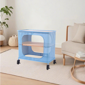 Table en métal et bois durable de haute qualité avec couvercle en bois avec roues à 360 ° chariot organisateur roulant pour la maison/usage extérieur commercial