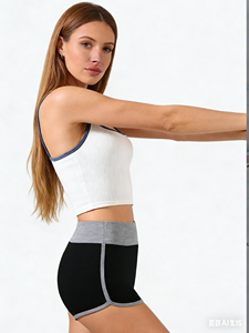 Shorts de sport taille haute noirs pour femme, lot de 3 - Shorts d'entraînement extensibles et respirants avec bordure contrastante, pour usage décontracté - Product Image 6