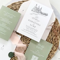 Invitations de mariage personnalisées, y compris carte d'invitation, carte RSVP, carte d'itinéraire, papier d'art avec impression numérique