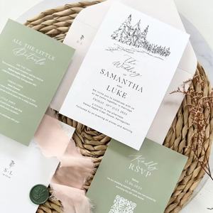 Custom Wedding Invitations Including Invitation <strong>Card</strong> <strong>RSVP</strong> <strong>Card</strong> Itinerary <strong>Card</strong> Art Paper with Digital Printing - Product Image 5