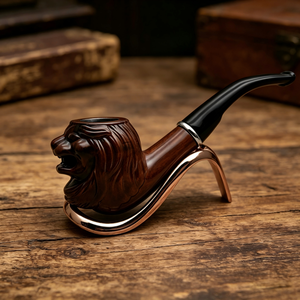 Offre Spéciale : Pipe à Tabac en Résine Tête <span class=keywords><strong>de</strong></span> <span class=keywords><strong>Lion</strong></span>, Tige Courbée Classique avec Support Or Rose pour Hommes – Vente en Gros <span class=keywords><strong>de</strong></span> Pipes à Fumer - Product Image 4