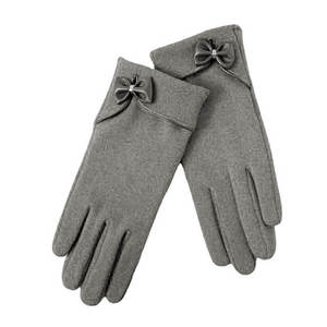 Gants d'hiver pour femmes à la mode, très demandés, pas chers, compatibles écran tactile, en cachemire avec doublure chaude en velours et nœud en cuir, vente en gros - Product Image 6