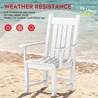 Chaise de salle à manger Adirondack en plastique HDPE, bois composite imperméable, avec accoudoirs, pour patio, véranda, jardin, restaurant, bistrot, blanche